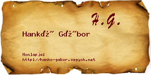 Hankó Gábor névjegykártya
