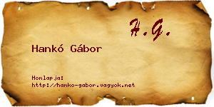 Hankó Gábor névjegykártya